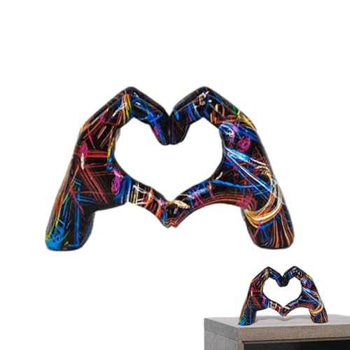 Quzente Herz Hände Skulptur, Bunte Graffiti Liebesgesten Ornament Herzförmige Handstatue Für Hochzeit Tischregal Dekoration Heimdekoration Quzente Herz Hände Skulptur, Bunte Graffiti Liebesgesten Ornament Herzförmige Handstatue Für Hochzeit Tischregal Dekoration Heimdekoration von Quzente