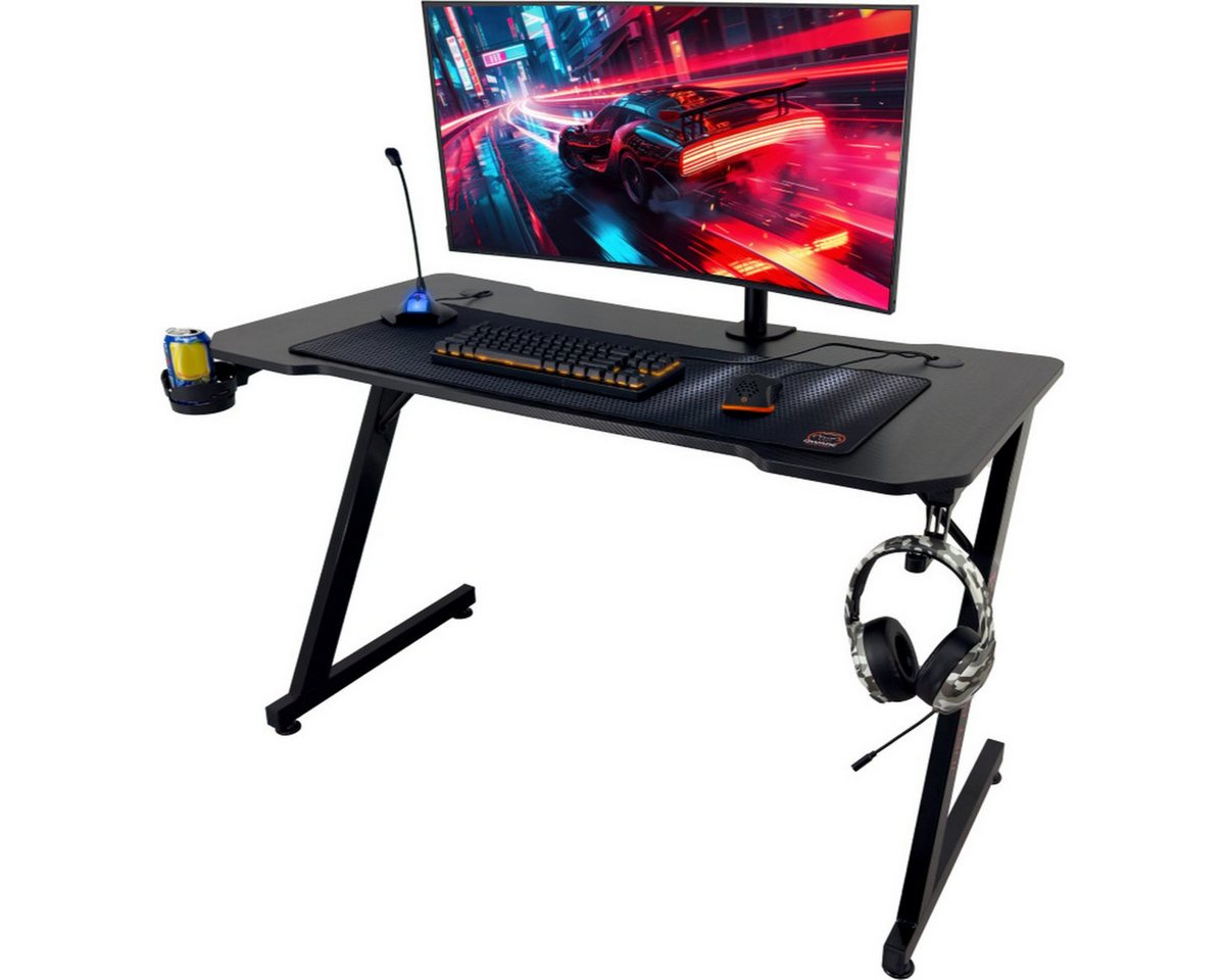 Qware Gaming Schreibtisch Gaming Tisch 120 × 60 cm Schreibtisch für Gamer mit Zubehörhalterung von Qware Gaming