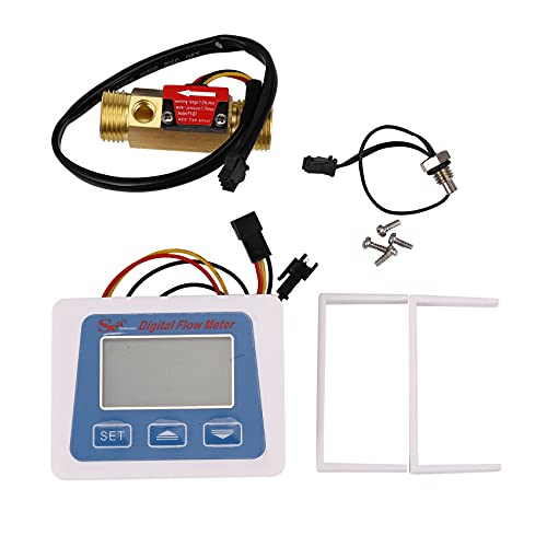 Digitale LCD-Anzeige Wasserdurchflusssensor Durchflussmesser Rotameter Temperatur Zeitaufzeichnung mit G1 / 2 Durchflusssensor von Qwertfeet