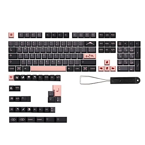 Qwertfeet 136 Tasten NightSakura Pbt Englisch Keycaps für Dz60/RK61/64/Gk61/68/75/84/87/96/980/104/108 Keycap von Qwertfeet