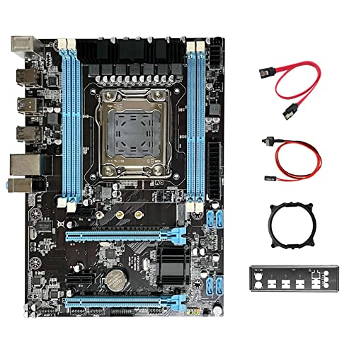 Qwertfeet X79-Motherboard + SATA-Kabel + Switch-Kabel + Schallwand + Halterung LGA2011 M.2 NVME-UnterstüTzung 4XDDR3-Gigabit-LAN-Desktop-Motherboard von Qwertfeet