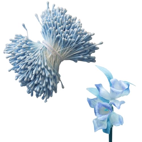 Qwrqwr 400 Stück Pfeifenreiniger Blumen Staubblatt Tulip Bouquet, Pfeifenreiniger zum basteln, Kunsthandwerk Stängel, für DIY Craft Projekt (Blau) von Qwrqwr