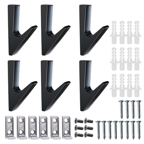 Qwrqwr 6 Stück Schwarz Matt Garderobenhaken Akustikpaneele Haken Kleiderhaken Wand für Bäder Küchen Foyers und Flure (Schwarz) von Qwrqwr