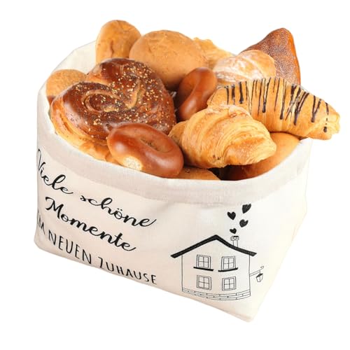 Qwrqwr Brotbeutel Stoff 38x22cm Staubdichtes Aufbewahrungsmaterial für Brötchen Backwaren Obst Getreide Frischhaltefunktion Moderner DesignGeschenkidee für Nachbarn Wohnungswechsel von Qwrqwr