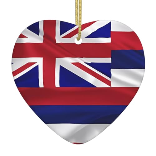 QWVBN Amerikanische Flagge von Hawaii, bedruckte Weihnachts-Keramik-Herzanhänger, hängende Ornamente, geeignet für Geschenke für Freunde und Familie QWVBN Amerikanische Flagge von Hawaii, bedruckte Weihnachts-Keramik-Herzanhänger, hängende Ornamente, geeignet für Geschenke für Freunde und Familie von Qwvbn