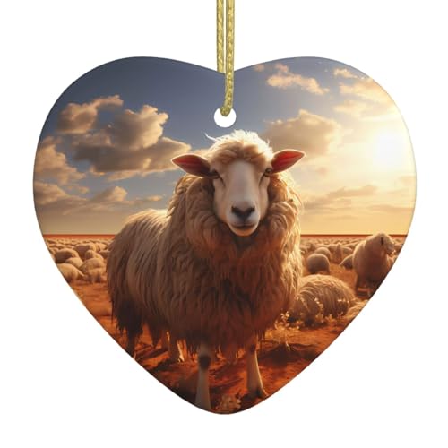 QWVBN Australisches Schaf, bedruckter Weihnachts-Keramik-Herzanhänger, hängende Ornamente, geeignet als Geschenk für Freunde und Familie QWVBN Australisches Schaf, bedruckter Weihnachts-Keramik-Herzanhänger, hängende Ornamente, geeignet als Geschenk für Freunde und Familie von Qwvbn