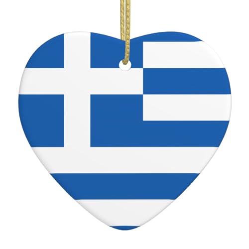 QWVBN Bedruckter Keramik-Herzanhänger mit griechischer Flagge, zum Aufhängen, geeignet als Geschenk für Freunde und Familie QWVBN Bedruckter Keramik-Herzanhänger mit griechischer Flagge, zum Aufhängen, geeignet als Geschenk für Freunde und Familie von Qwvbn
