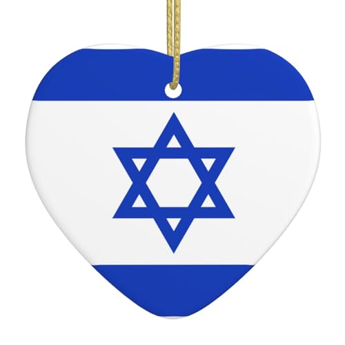 QWVBN Bedruckter Keramik-Herzanhänger mit israelischer Flagge, zum Aufhängen, geeignet als Geschenk für Freunde und Familie QWVBN Bedruckter Keramik-Herzanhänger mit israelischer Flagge, zum Aufhängen, geeignet als Geschenk für Freunde und Familie von Qwvbn