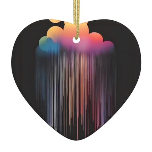 QWVBN Bunter Regenbogen-Regen, bedruckter Weihnachts-Keramik-Herzanhänger, hängende Ornamente, geeignet als Geschenk für Freunde und Familie QWVBN Bunter Regenbogen-Regen, bedruckter Weihnachts-Keramik-Herzanhänger, hängende Ornamente, geeignet als Geschenk für Freunde und Familie von Qwvbn