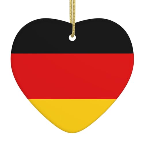 QWVBN Deutsche Flagge, bedruckter Weihnachts-Keramik-Herzanhänger, hängende Ornamente, geeignet als Geschenk für Freunde und Familie QWVBN Deutsche Flagge, bedruckter Weihnachts-Keramik-Herzanhänger, hängende Ornamente, geeignet als Geschenk für Freunde und Familie von Qwvbn