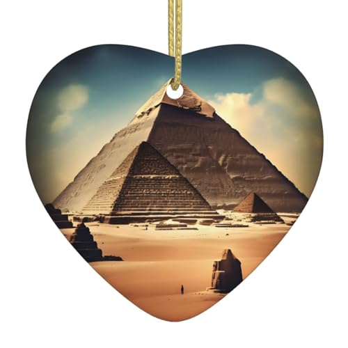QWVBN Dreaming of the Pyramids of Khufu Printed Christmas Ceramic Heart Pendant Hanging Ornament, Suitable for Gifts for Friends and Family QWVBN Dreaming of the Pyramids of Khufu Printed Christmas Ceramic Heart Pendant Hanging Ornament, Suitable for Gifts for Friends and Family von Qwvbn