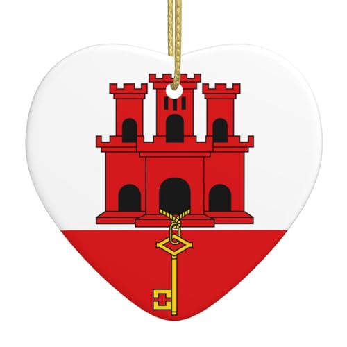 QWVBN Flagge von Gibraltar, bedruckter Weihnachts-Keramik-Herzanhänger, hängende Ornamente, geeignet für Geschenke für Freunde und Familie QWVBN Flagge von Gibraltar, bedruckter Weihnachts-Keramik-Herzanhänger, hängende Ornamente, geeignet für Geschenke für Freunde und Familie von Qwvbn