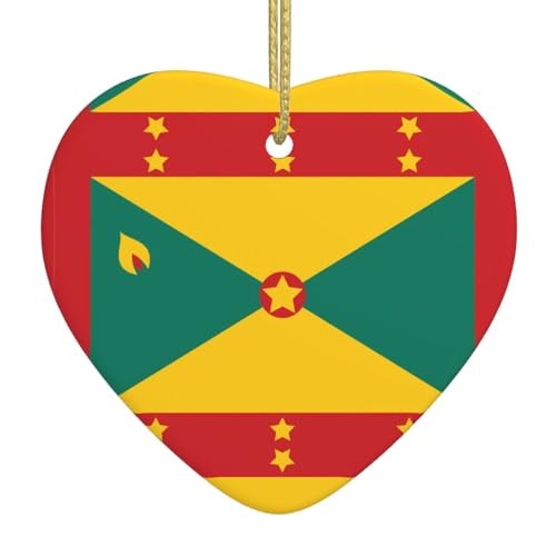 QWVBN Flagge von Grenada, bedruckter Weihnachts-Keramik-Herzanhänger, hängende Ornamente, geeignet für Geschenke für Freunde und Familie QWVBN Flagge von Grenada, bedruckter Weihnachts-Keramik-Herzanhänger, hängende Ornamente, geeignet für Geschenke für Freunde und Familie von Qwvbn