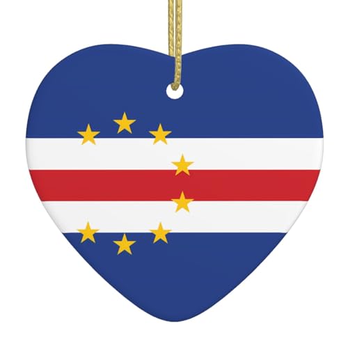 QWVBN Flagge von Kap Verde, bedruckter Weihnachts-Keramik-Herzanhänger, hängende Ornamente, geeignet für Geschenke für Freunde und Familie QWVBN Flagge von Kap Verde, bedruckter Weihnachts-Keramik-Herzanhänger, hängende Ornamente, geeignet für Geschenke für Freunde und Familie von Qwvbn