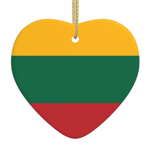 QWVBN Flagge von Litauen, bedruckter Weihnachts-Keramik-Herzanhänger, hängende Ornamente, geeignet für Geschenke für Freunde und Familie QWVBN Flagge von Litauen, bedruckter Weihnachts-Keramik-Herzanhänger, hängende Ornamente, geeignet für Geschenke für Freunde und Familie von Qwvbn