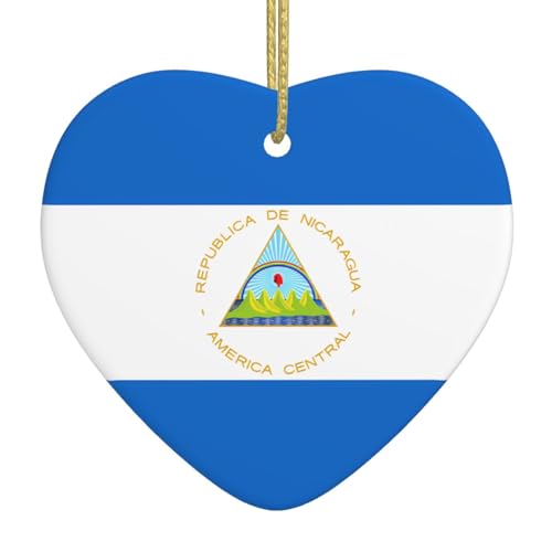 QWVBN Flagge von Nicaragua, bedruckter Weihnachts-Keramik-Herzanhänger, hängende Ornamente, geeignet für Geschenke für Freunde und Familie QWVBN Flagge von Nicaragua, bedruckter Weihnachts-Keramik-Herzanhänger, hängende Ornamente, geeignet für Geschenke für Freunde und Familie von Qwvbn
