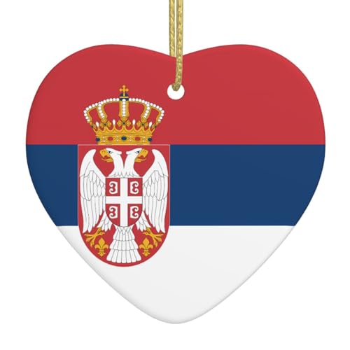 QWVBN Flagge von Serbien, bedruckter Weihnachts-Keramik-Herzanhänger, hängende Ornamente, geeignet für Geschenke für Freunde und Familie QWVBN Flagge von Serbien, bedruckter Weihnachts-Keramik-Herzanhänger, hängende Ornamente, geeignet für Geschenke für Freunde und Familie von Qwvbn