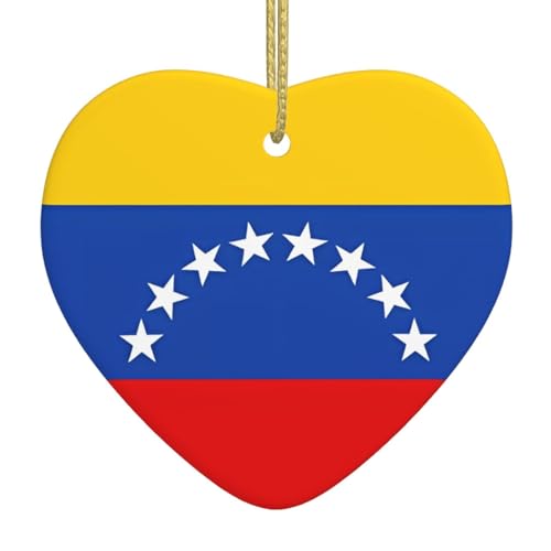 QWVBN Flagge von Venezuela, bedruckter Weihnachts-Keramik-Herzanhänger, hängende Ornamente, geeignet für Geschenke für Freunde und Familie QWVBN Flagge von Venezuela, bedruckter Weihnachts-Keramik-Herzanhänger, hängende Ornamente, geeignet für Geschenke für Freunde und Familie von Qwvbn
