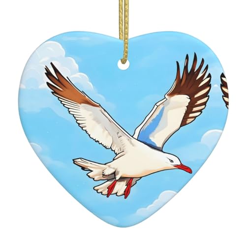 QWVBN Flying Seagulls Printed Christmas Ceramic Heart Pendant Hanging Ornament, Suitable for Gifts for Friends and Family QWVBN Flying Seagulls Printed Christmas Ceramic Heart Pendant Hanging Ornament, Suitable for Gifts for Friends and Family von Qwvbn