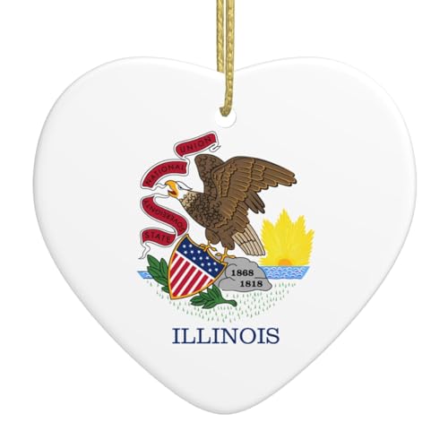 QWVBN Illinois State Flag Printed Christmas Ceramic Heart Pendant Hanging Ornament, Suitable for gifts for friends and family QWVBN Illinois State Flag Printed Christmas Ceramic Heart Pendant Hanging Ornament, Suitable for gifts for friends and family von Qwvbn