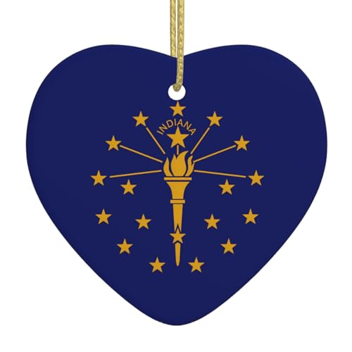 QWVBN Indiana State Flag Printed Christmas Ceramic Heart Pendant Hanging Ornament, Suitable for gifts for friends and family QWVBN Indiana State Flag Printed Christmas Ceramic Heart Pendant Hanging Ornament, Suitable for gifts for friends and family von Qwvbn