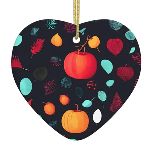 QWVBN Kürbis-Blumen bedruckter Weihnachts-Keramik-Herzanhänger, hängende Ornamente, geeignet für Geschenke für Freunde und Familie QWVBN Kürbis-Blumen bedruckter Weihnachts-Keramik-Herzanhänger, hängende Ornamente, geeignet für Geschenke für Freunde und Familie von Qwvbn
