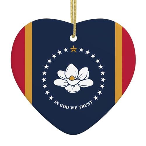 QWVBN Mississippi State Flag Printed Christmas Ceramic Heart Pendant Hanging Ornament, Suitable for gifts for friends and family QWVBN Mississippi State Flag Printed Christmas Ceramic Heart Pendant Hanging Ornament, Suitable for gifts for friends and family von Qwvbn