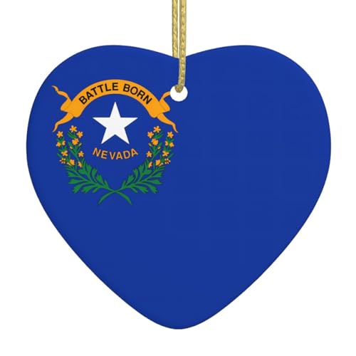 QWVBN Nevada State Flag Printed Christmas Ceramic Heart Pendant Hanging Ornament, Suitable for gifts for friends and family QWVBN Nevada State Flag Printed Christmas Ceramic Heart Pendant Hanging Ornament, Suitable for gifts for friends and family von Qwvbn