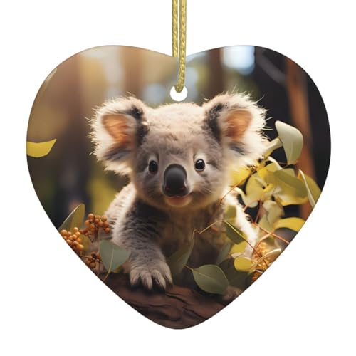 QWVBN Niedlicher Koala-Pflanzen-Weihnachts-Keramik-Herzanhänger, hängende Ornamente, geeignet als Geschenk für Freunde und Familie QWVBN Niedlicher Koala-Pflanzen-Weihnachts-Keramik-Herzanhänger, hängende Ornamente, geeignet als Geschenk für Freunde und Familie von Qwvbn