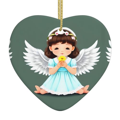 QWVBN Niedlicher kleiner Engel bedruckter Weihnachts-Keramik-Herzanhänger, hängende Ornamente, geeignet als Geschenk für Freunde und Familie QWVBN Niedlicher kleiner Engel bedruckter Weihnachts-Keramik-Herzanhänger, hängende Ornamente, geeignet als Geschenk für Freunde und Familie von Qwvbn