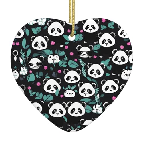 QWVBN Niedliches Panda-Gesicht, bedruckter Weihnachts-Keramik-Herzanhänger, hängende Ornamente, geeignet als Geschenk für Freunde und Familie QWVBN Niedliches Panda-Gesicht, bedruckter Weihnachts-Keramik-Herzanhänger, hängende Ornamente, geeignet als Geschenk für Freunde und Familie von Qwvbn