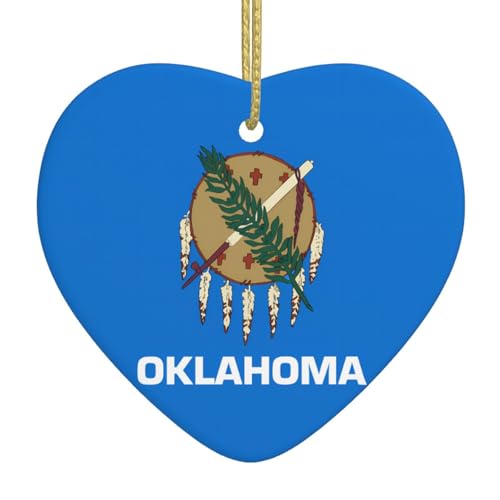 QWVBN Oklahoma State Flag Printed Christmas Ceramic Heart Pendant Hanging Ornament, Suitable for Gifts for friends and family QWVBN Oklahoma State Flag Printed Christmas Ceramic Heart Pendant Hanging Ornament, Suitable for Gifts for friends and family von Qwvbn