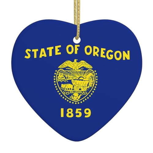 QWVBN Oregon State Flag Printed Christmas Ceramic Heart Pendant Hanging Ornament, Suitable for Gifts for Friends and Family QWVBN Oregon State Flag Printed Christmas Ceramic Heart Pendant Hanging Ornament, Suitable for Gifts for Friends and Family von Qwvbn