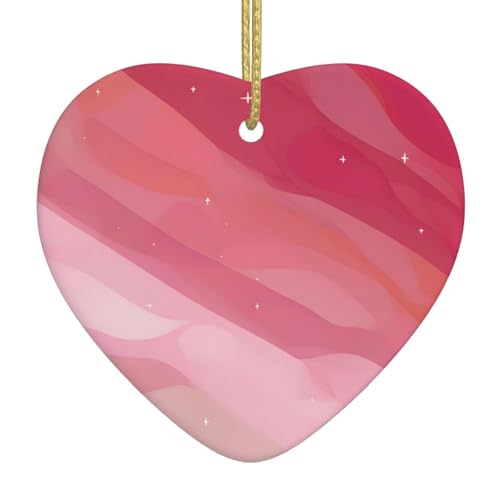 QWVBN Rosa Farbverlauf, bedruckter Weihnachts-Keramik-Herzanhänger, hängende Ornamente, geeignet als Geschenk für Freunde und Familie QWVBN Rosa Farbverlauf, bedruckter Weihnachts-Keramik-Herzanhänger, hängende Ornamente, geeignet als Geschenk für Freunde und Familie von Qwvbn