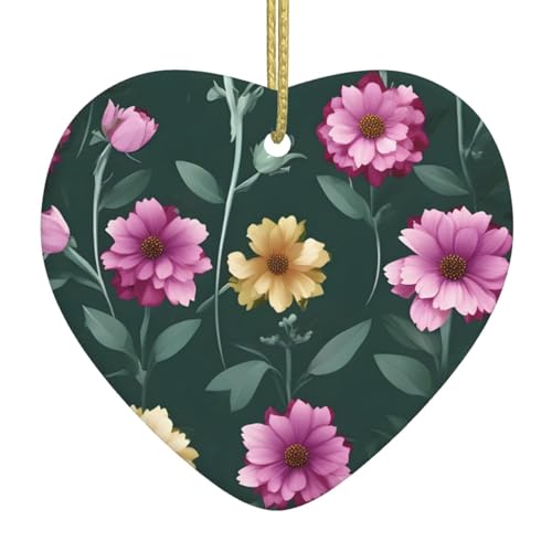 QWVBN Schöner lila Blumen bedruckter Weihnachts-Keramik-Herzanhänger, hängende Ornamente, geeignet als Geschenk für Freunde und Familie QWVBN Schöner lila Blumen bedruckter Weihnachts-Keramik-Herzanhänger, hängende Ornamente, geeignet als Geschenk für Freunde und Familie von Qwvbn