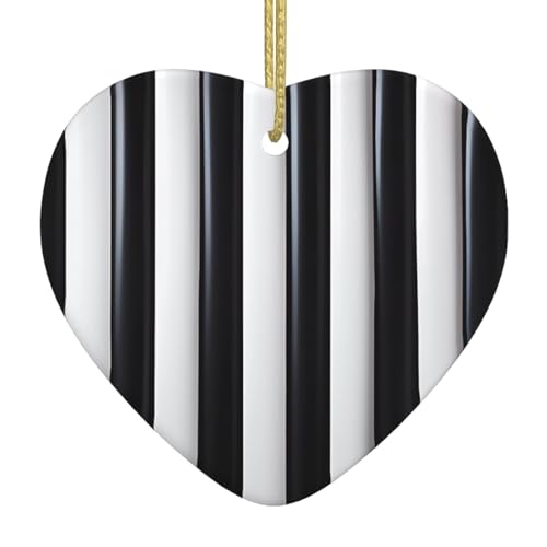 QWVBN Schwarz-weiß gestreifter Weihnachts-Keramik-Herzanhänger, hängende Ornamente, geeignet als Geschenk für Freunde und Familie QWVBN Schwarz-weiß gestreifter Weihnachts-Keramik-Herzanhänger, hängende Ornamente, geeignet als Geschenk für Freunde und Familie von Qwvbn