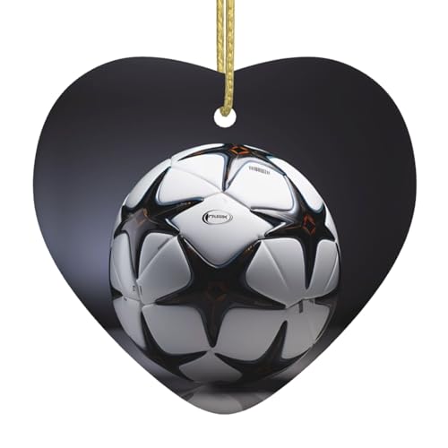 QWVBN Schwarzer und weißer Fußball-bedruckter Weihnachts-Keramik-Herzanhänger, hängende Ornamente, geeignet als Geschenk für Freunde und Familie QWVBN Schwarzer und weißer Fußball-bedruckter Weihnachts-Keramik-Herzanhänger, hängende Ornamente, geeignet als Geschenk für Freunde und Familie von Qwvbn