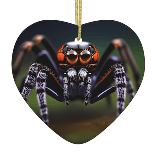 QWVBN Tropischer Regenwald-Spinnen, bedruckter Weihnachts-Keramik-Herzanhänger, hängende Ornamente, geeignet für Geschenke für Freunde und Familie QWVBN Tropischer Regenwald-Spinnen, bedruckter Weihnachts-Keramik-Herzanhänger, hängende Ornamente, geeignet für Geschenke für Freunde und Familie von Qwvbn