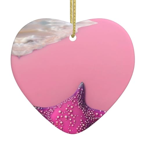 QWVBN Weihnachtlicher Herzanhänger aus Keramik, mit rosa Sandstrand, zum Aufhängen, geeignet als Geschenk für Freunde und Familie QWVBN Weihnachtlicher Herzanhänger aus Keramik, mit rosa Sandstrand, zum Aufhängen, geeignet als Geschenk für Freunde und Familie von Qwvbn