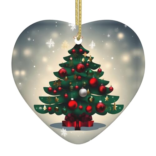 QWVBN Weihnachtsgeschenk-Baum, bedruckt, Keramik-Herzanhänger, hängende Ornamente, geeignet für Geschenke für Freunde und Familie QWVBN Weihnachtsgeschenk-Baum, bedruckt, Keramik-Herzanhänger, hängende Ornamente, geeignet für Geschenke für Freunde und Familie von Qwvbn