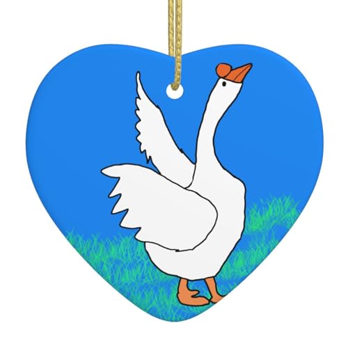 QWVBN Weiße Gans verbreitet seine Flügel, bedruckter Weihnachts-Keramik-Herzanhänger, hängende Ornamente, geeignet als Geschenk für Freunde und Familie QWVBN Weiße Gans verbreitet seine Flügel, bedruckter Weihnachts-Keramik-Herzanhänger, hängende Ornamente, geeignet als Geschenk für Freunde und Familie von Qwvbn