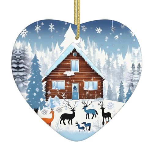 QWVBN Winter-Kitz bedruckter Weihnachts-Keramik-Herzanhänger, hängende Ornamente, geeignet für Geschenke für Freunde und Familie QWVBN Winter-Kitz bedruckter Weihnachts-Keramik-Herzanhänger, hängende Ornamente, geeignet für Geschenke für Freunde und Familie von Qwvbn