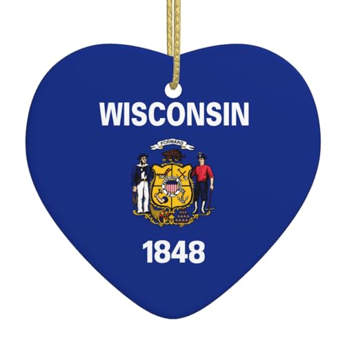 QWVBN Wisconsin State Flag Printed Christmas Ceramic Heart Pendant Hanging Ornament, Suitable for gifts for friends and family QWVBN Wisconsin State Flag Printed Christmas Ceramic Heart Pendant Hanging Ornament, Suitable for gifts for friends and family von Qwvbn
