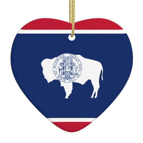 QWVBN Wyoming State Flag Printed Christmas Ceramic Heart Pendant Hanging Ornament, Suitable for gifts for friends and family QWVBN Wyoming State Flag Printed Christmas Ceramic Heart Pendant Hanging Ornament, Suitable for gifts for friends and family von Qwvbn