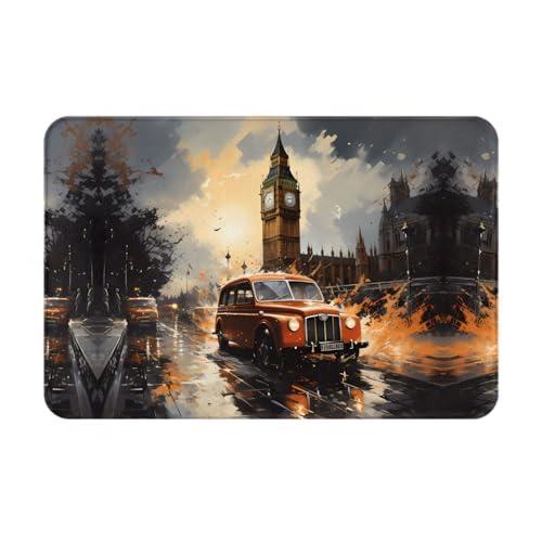 Qwvbn London Color Taxi rutschfeste Bodenmatte für drinnen und draußen, langlebig und schmutzabweisend, für Tür, Außen, Veranda, Veranda von Qwvbn