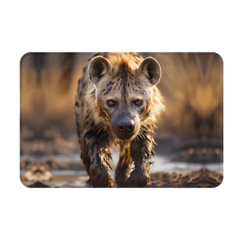 Qwvbn Lone Hyena rutschfeste Bodenmatte für drinnen und draußen, langlebig und schmutzabweisend, für Tür, Außenbereich, Veranda, Veranda von Qwvbn