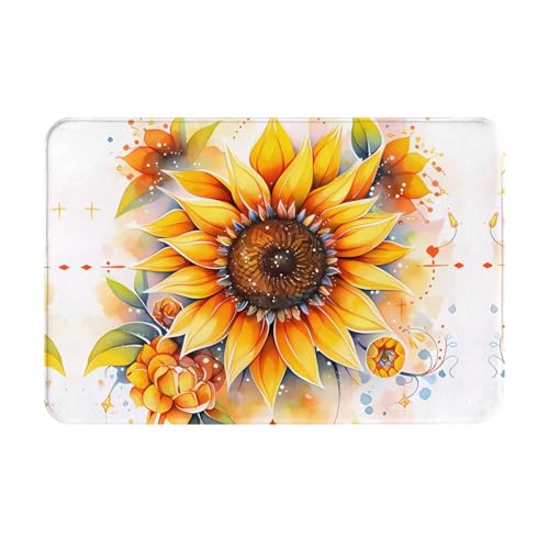 Qwvbn Rutschfeste Bodenmatte mit gelber Sonnenblume in Öl, für drinnen und draußen, langlebig und schmutzabweisend, für Tür, Außenbereich, Veranda, Veranda Qwvbn Rutschfeste Bodenmatte mit gelber Sonnenblume in Öl, für drinnen und draußen, langlebig und schmutzabweisend, für Tür, Außenbereich, Veranda, Veranda von Qwvbn