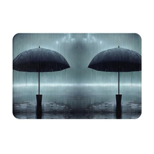 Qwvbn Rutschfeste Bodenmatte mit schwarzem Regenschirm im Regen, für drinnen und draußen, langlebig und schmutzabweisend, für Tür, Außenbereich, Veranda, Veranda Qwvbn Rutschfeste Bodenmatte mit schwarzem Regenschirm im Regen, für drinnen und draußen, langlebig und schmutzabweisend, für Tür, Außenbereich, Veranda, Veranda von Qwvbn