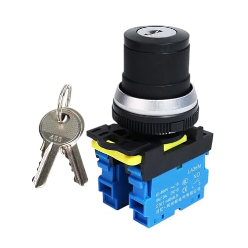 30 mm LA36M Verriegelung Selbsthemmend Start Stop Elektrischer Knopfknopfschalter 10A 2NO for die Schaltungssteuerung(2 Position-1NO) von Qxbeek