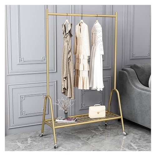 Kleiderständer, Freistehender Kleiderbügel, Schuhregal Garderobenständer, Kleiderstange Mit Schuhregal Metall, Trockengestell(Gold,80x160x40cm) von Qxgylz